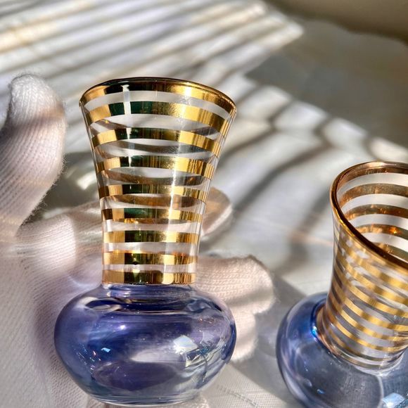Bartlett Collins Vintage Mini Vases, 1940s Vintage Glass Mini Vases, Art Deco - Picture 4 of 10